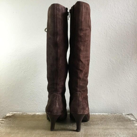Y2K Brown Suede Renaissance Fair Fantasy Fairycore Lace Up Heeled Boots 9M - Picture 4 of 8